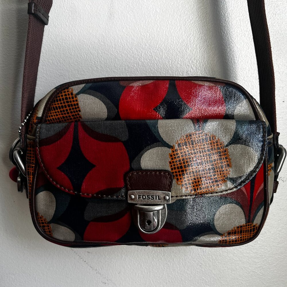 Fossil Keyper Coated Canvas Floral Crossbody